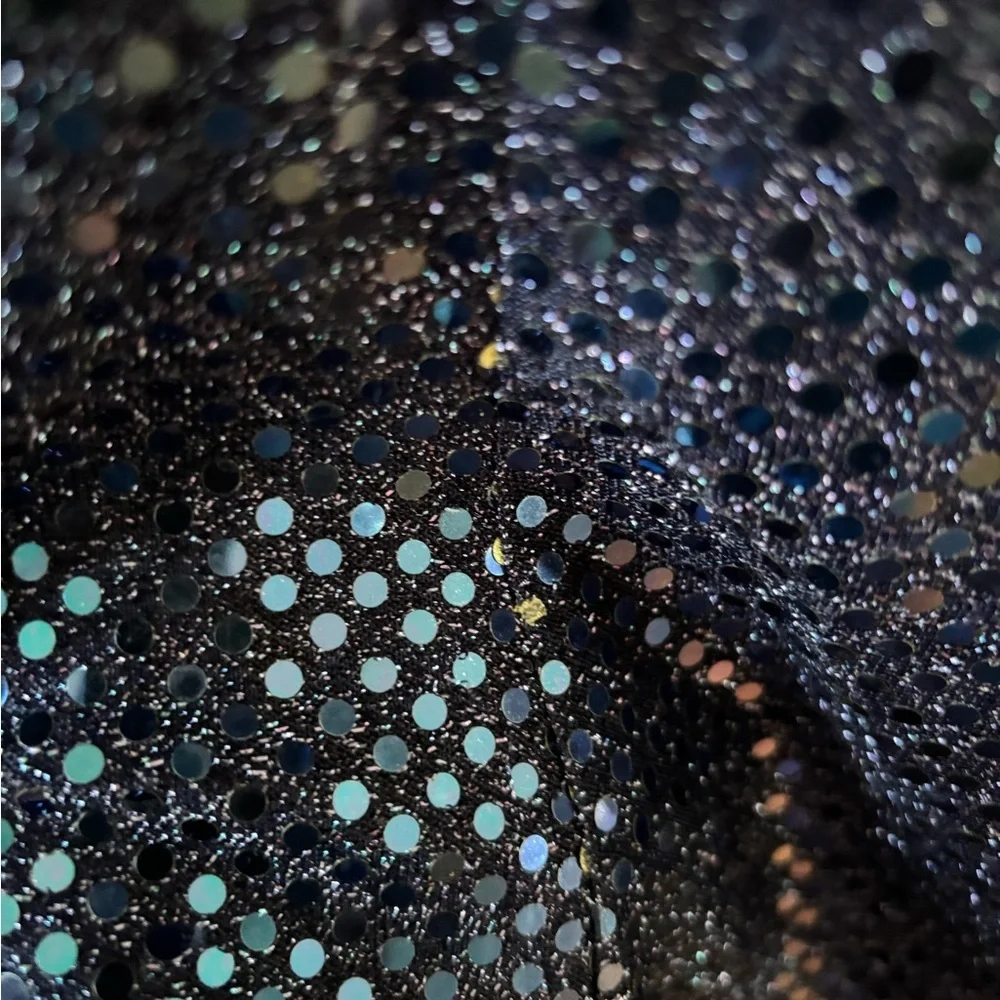 579 Navy Sequin A-Line Party Dress with Chiffon Layer